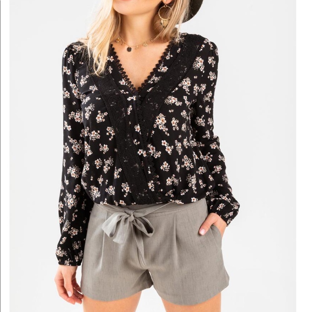 NWT Black Floral Top
